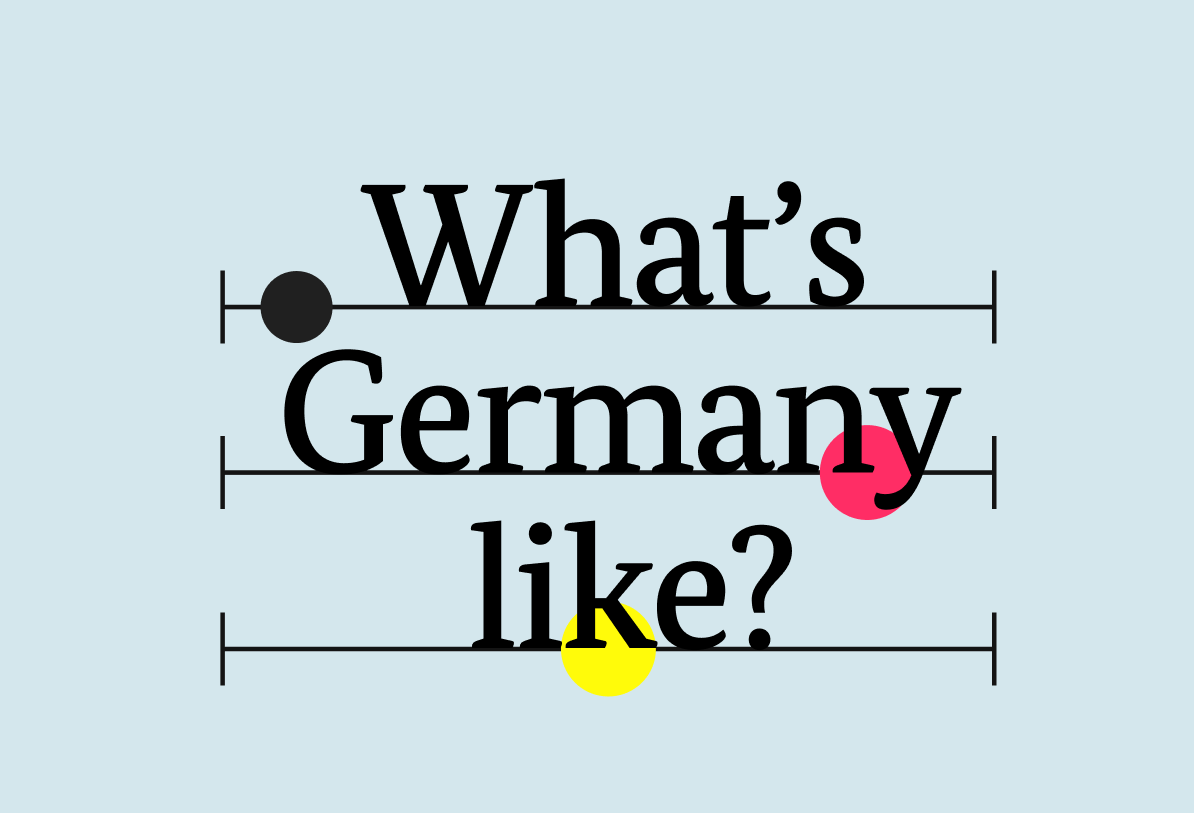 Titelgrafik mit Schriftzug „What’s Germany like?“