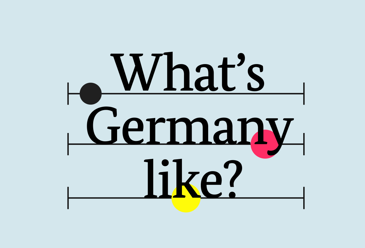 Titelgrafik mit Schriftzug „What’s Germany like?“