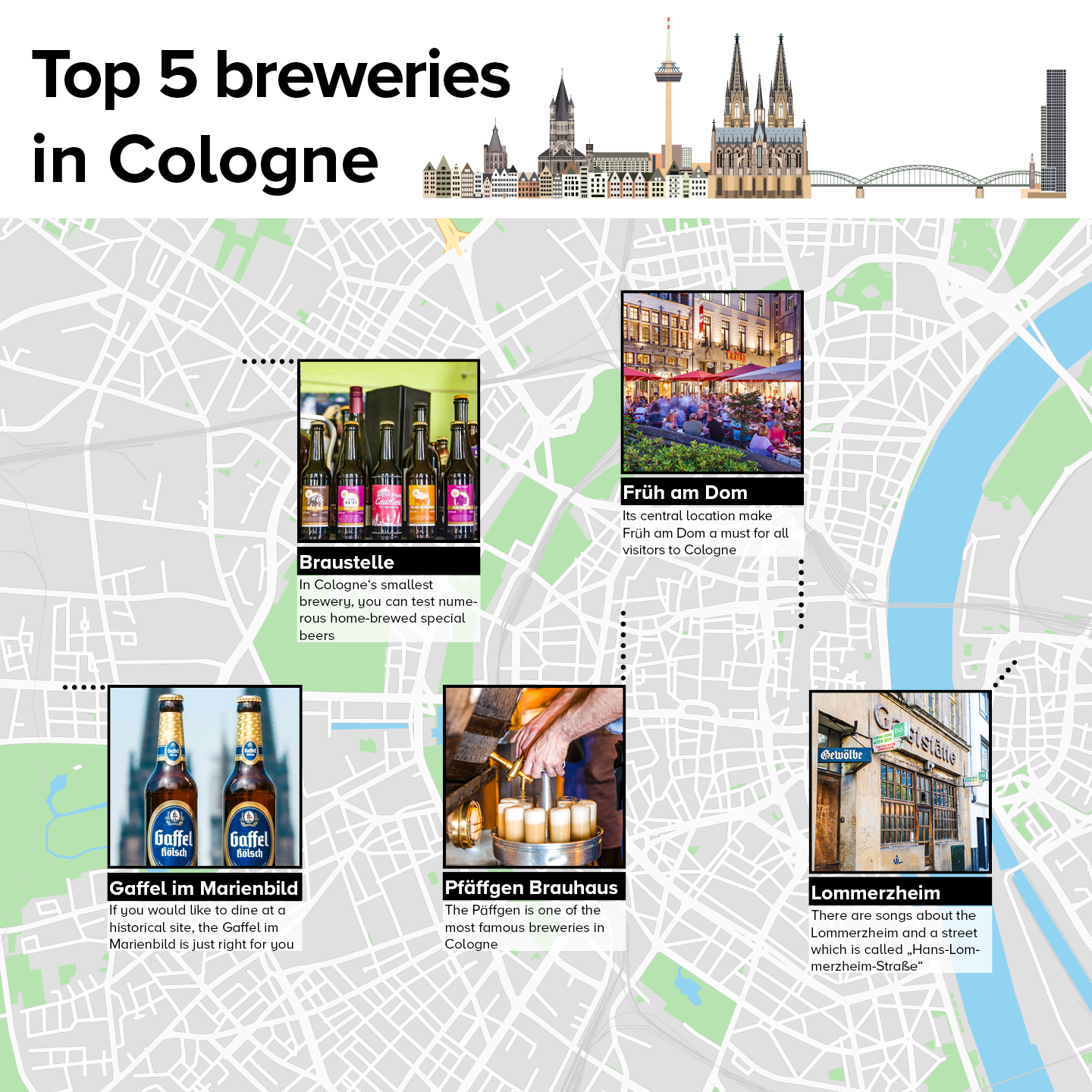 City map of Cologne tourist attractions