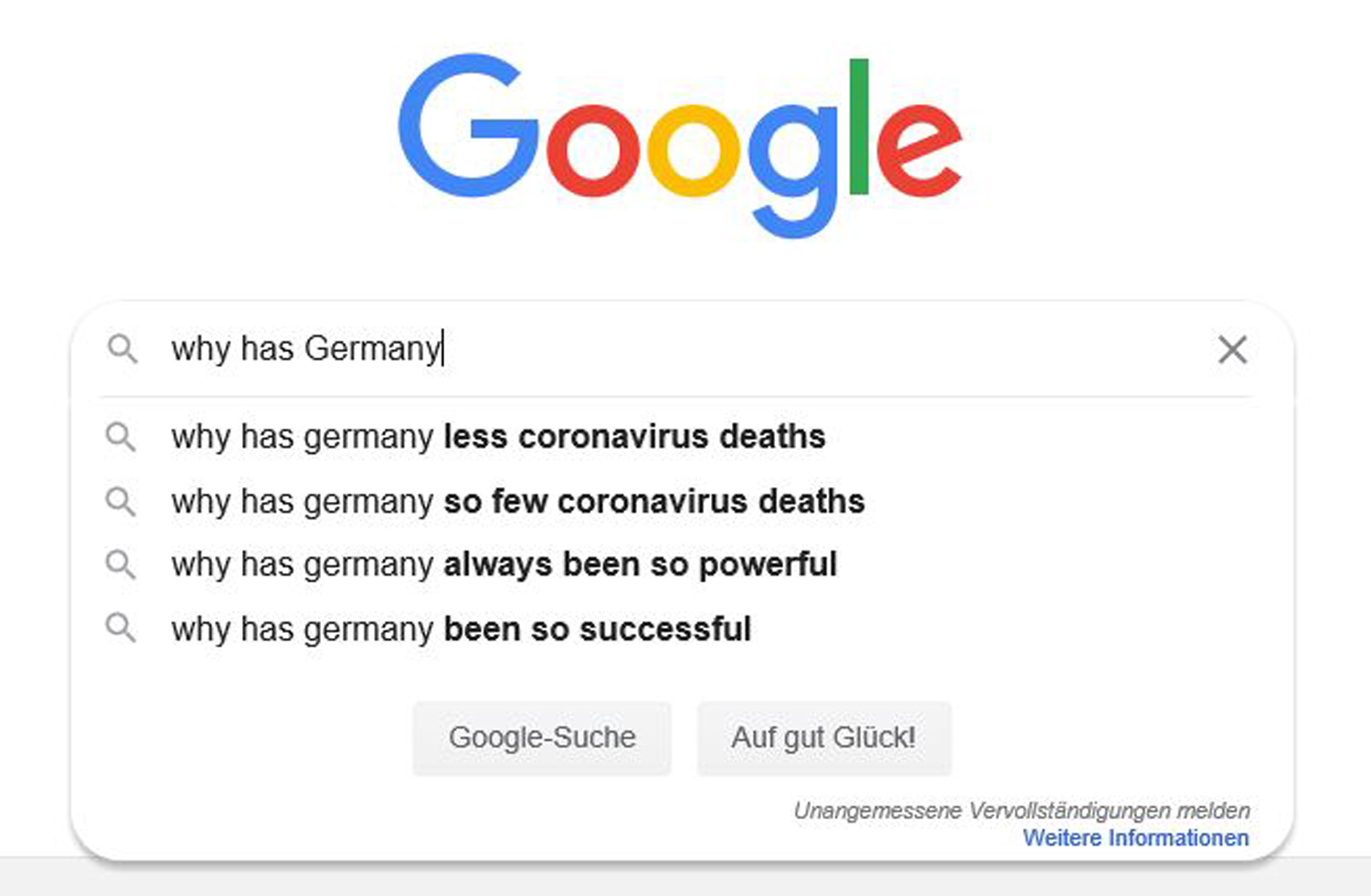 Google: "why has Germany...less coronavirus deaths"