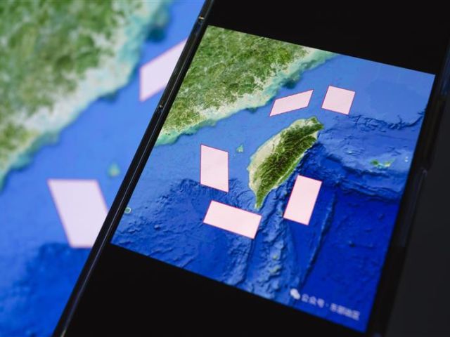 Karte mit Orten der chinesischen Militärübung rund um Taiwan 