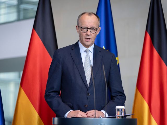 Friedrich Merz bei einem Pressestatement zur Lage im Nahen Osten im Bundeskanzleramt.