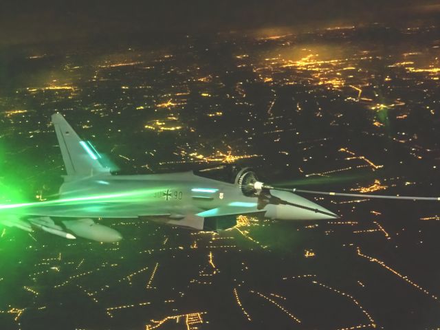 Ein Eurofighter der Bundeswehr bei einem Mitflug zur Stärkung der deutsch-polnischen Luftverteidigungskooperation. 