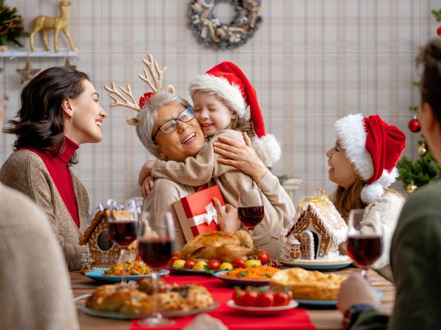 family celebrating Christmas