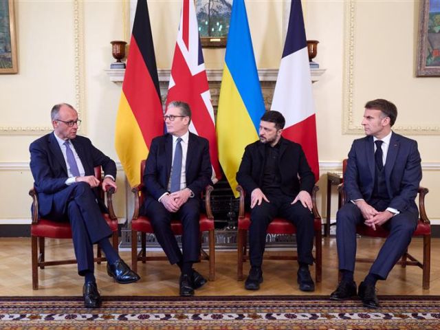 Merz, Starmer, Selenskyj, Macron (v.l.)