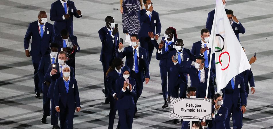 The Refugee Olympic Team at the opening ceremony The Refugee Olympic Team at the opening ceremony
