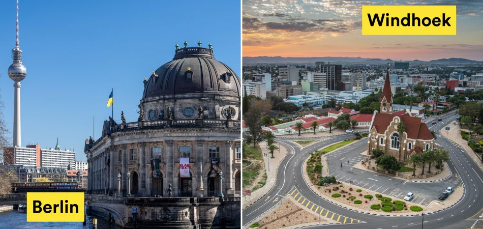 Official friends: Berlin (left) and Windhoek are twinned capitals. Official friends: Berlin (left) and Windhoek are twinned capitals.