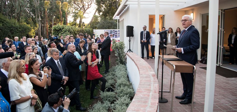 Frank-Walter Steinmeier bei der Eröffnung des Thomas Mann-Hauses in Kalifornien Frank-Walter Steinmeier bei der Eröffnung des Thomas Mann-Hauses in Kalifornien