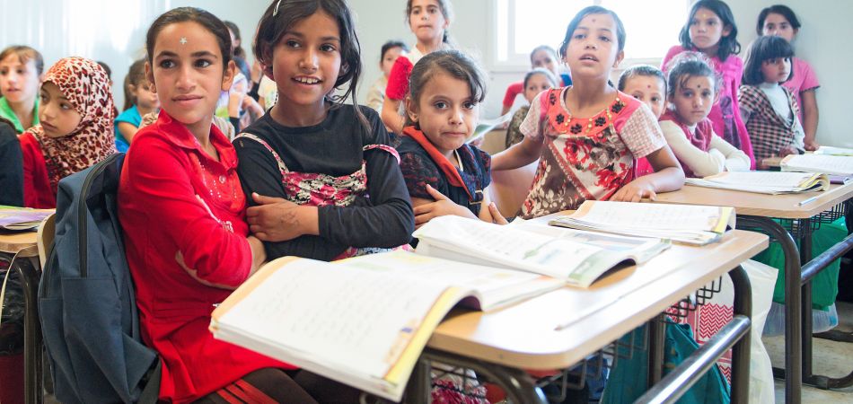 Ajuda humanitária na Jordânia: a escola para os refugiados no campo de Zaatari na Jordânia. Ajuda humanitária na Jordânia: a escola para os refugiados no campo de Zaatari na Jordânia.