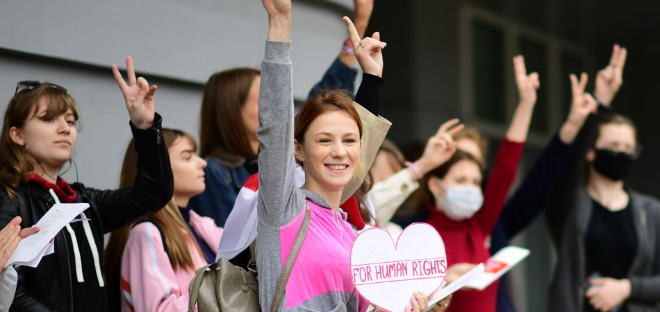 Protesting female students in Belarus 2020. Protesting female students in Belarus 2020.