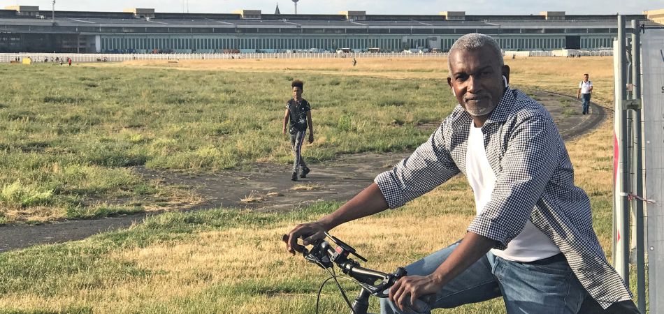 Nigeria’s Ambassador Yusuf Tuggar cycling round Berlin. Nigeria’s Ambassador Yusuf Tuggar cycling round Berlin.