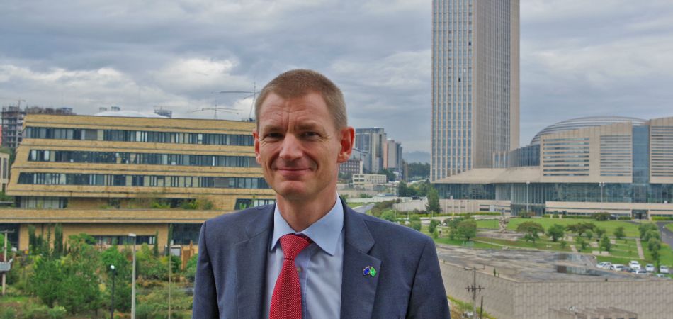 Thorsten Clausing in Addis Ababa: in the background the AU buildings Thorsten Clausing in Addis Ababa: in the background the AU buildings