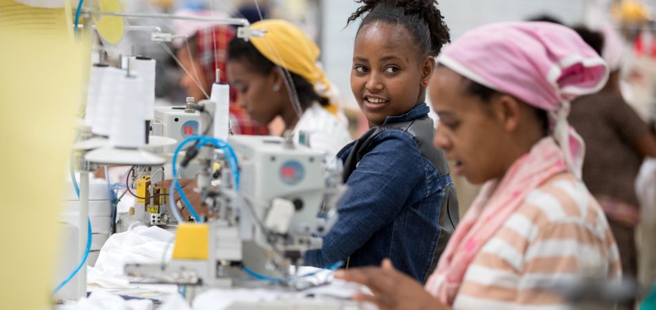 Female workers in a modern textile factory in Addis Ababa Female workers in a modern textile factory in Addis Ababa