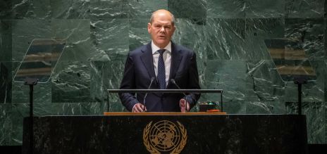 German Chancellor Scholz speaks at the General Debate of the UN General Assembly