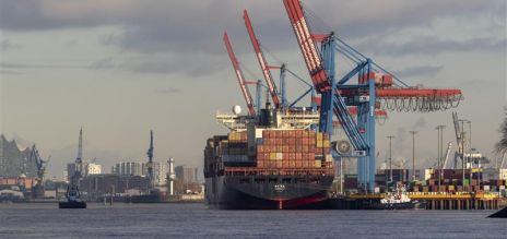 A cargo ship in the Port of Hamburg