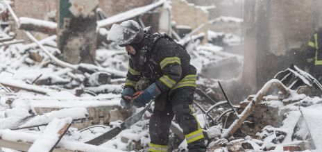 Firefighting work after drone attack 