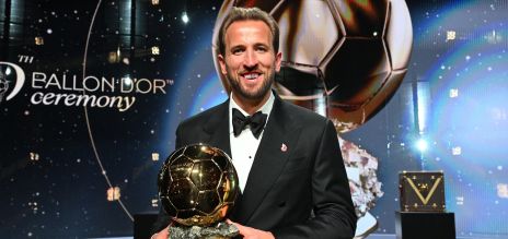 Harry Kane with the Ballon d'Or