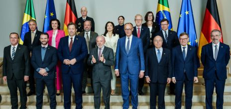 Federal Chancellor Friedrich Merz and Brazil’s President Lula da Silva with government representatives during the German-Brazilian consultations that were held in Hanover