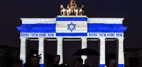 The Brandenburg Gate in Berlin illuminated in the colours of the Israeli flag on 7 October 2025 (file photo)