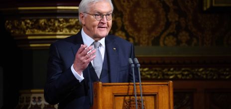 الرئيسُ الألمانيُّ شتاينماير يتحدَّث أمام البرلمان البريطاني في قصر وستمنستر. 