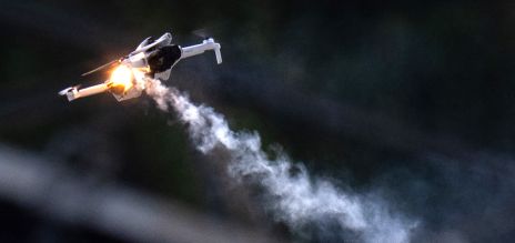 A drone on fire