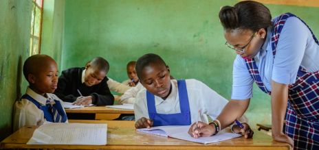 Schoolgirls in a classroom in Africa