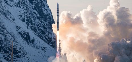 A rocket lifting off.