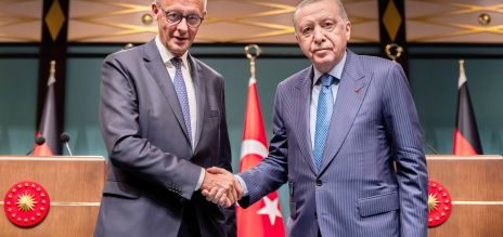 Friedrich Merz and Recep Tayyip Erdoğan (right)