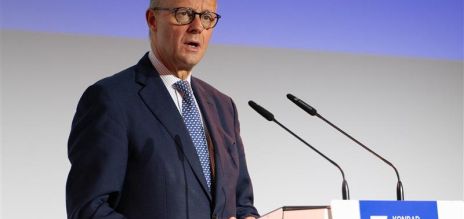 Federal Chancellor Friedrich Merz (CDU) speaking at the opening of Cafe Kyiv (Kyiv).