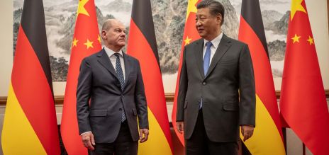 El canciller alemán, Olaf Scholz, y el presidente Xi Jinping     