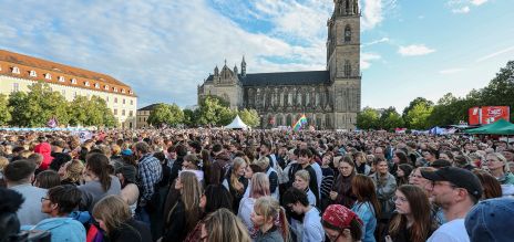 A crowd of people at a demonstration