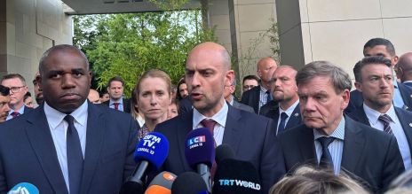 Les ministres des Affaires étrangères britannique, français et allemand en juin.