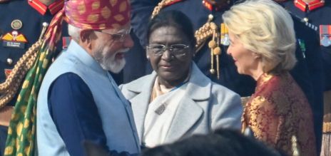 Ursula von der Leyen, présidente de la Commission européenne, et Narendra Modi, Premier ministre indien