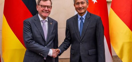 Johann Wadephul et Vivian Balakrishnan (d), ministre des Affaires étrangères de Singapour.
