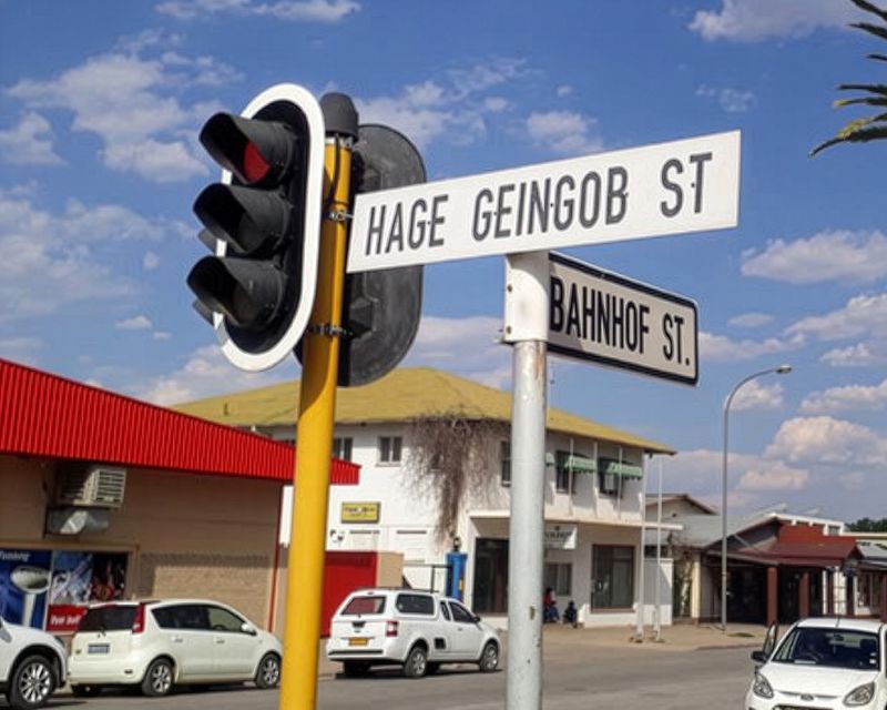 In Namibia finden sich vereinzelt noch Straßenschilder mit deutschen Bezeichnungen.