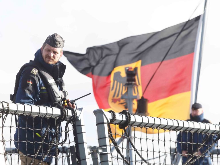 Deutsche Soldaten brechen zu einer UN-Mission auf.