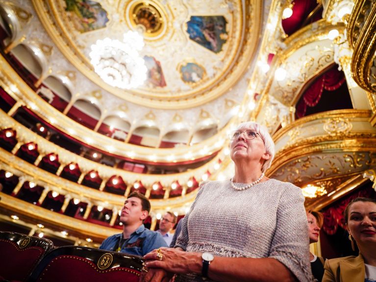 Minister of State for Culture Claudia Roth at the opera house in Odessa