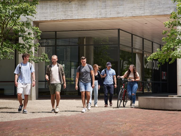 Students outside a building 