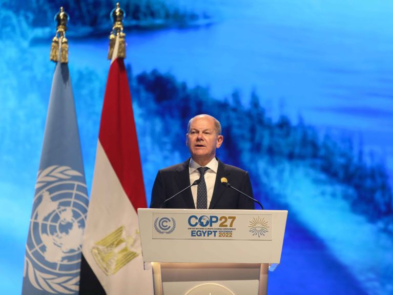 Kanclerz Scholz podczas COP27 w listopadzie 2022 r.