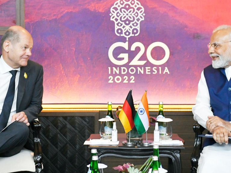 Olaf Scholz and Narendra Modi at the G20 summit.