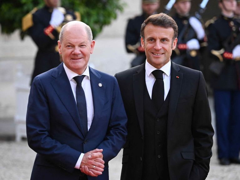 Le président français Macron et le chancelier Scholz