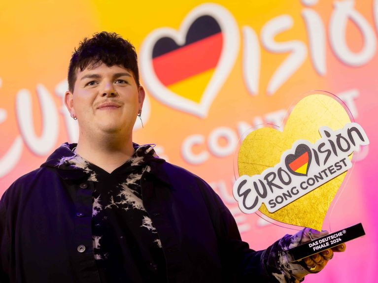 Isaak singing for Germany at Eurovision 2024 in Malmö.