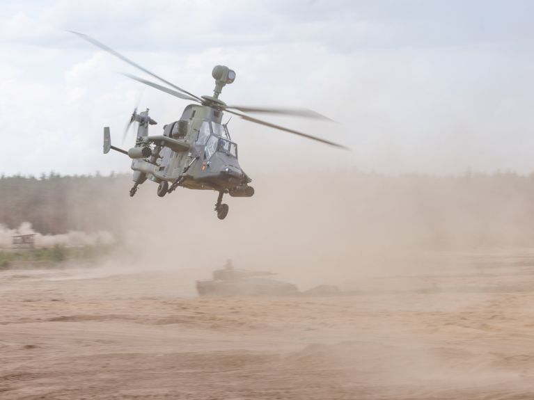 Military helicopter coming in to land