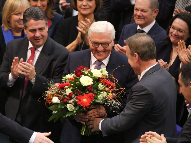 Steinmeier nach seiner ersten Wahl zum Bundespräsidenten Steinmeier nach seiner ersten Wahl zum Bundespräsidenten