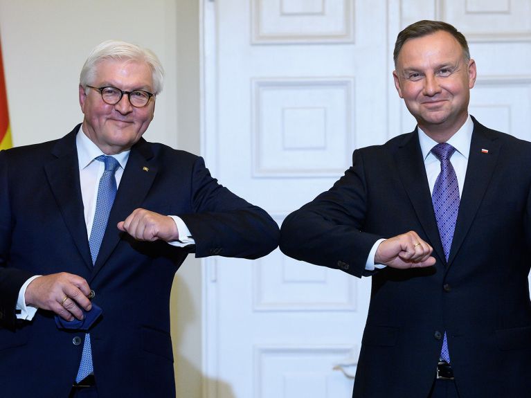Fröhliche Präsidenten: Frank-Walter Steinmeier (l.) und Andrzej Duda.