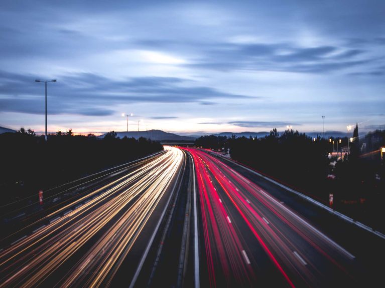 Light Trails Highway Traffic at Night Light Trails Highway Traffic at Night