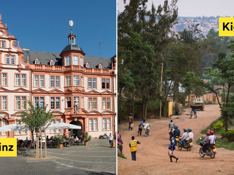 Mayence (à g.) et Kigali sont jumelées depuis longtemps.  