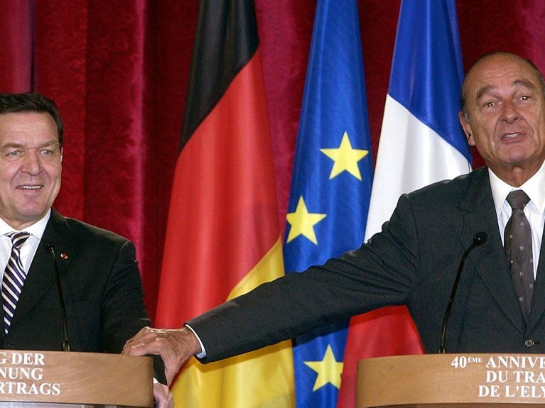 L’ancien chancelier Schröder avec l’ancien président Chirac