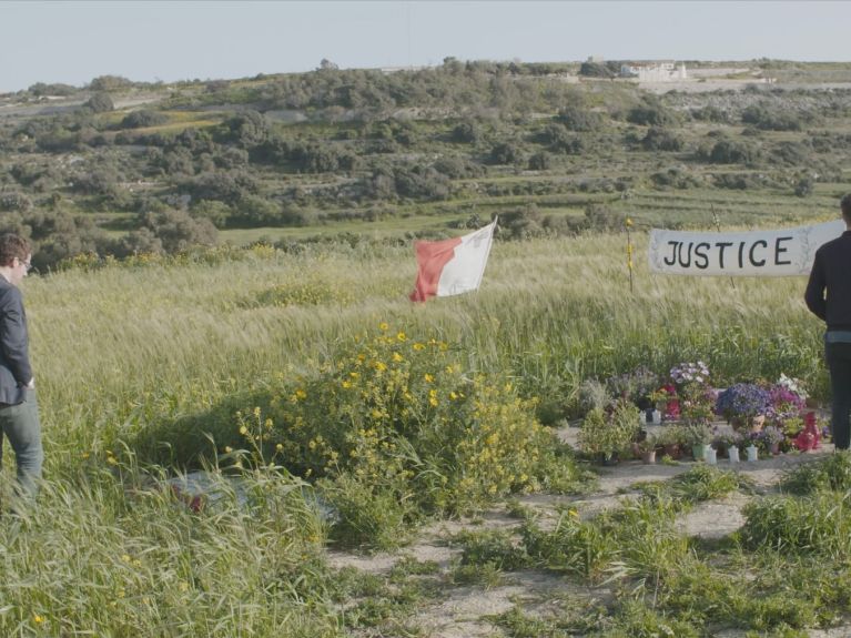 Bastian Obermayer at the scene of the attack on Daphne Caruana Galizia