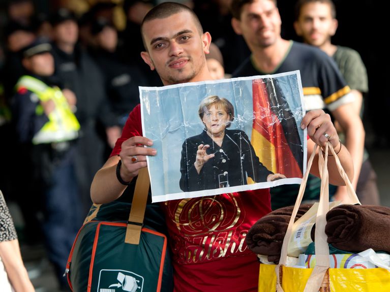 A migrant arriving at Munich Central Station in 2015 A migrant arriving at Munich Central Station in 2015